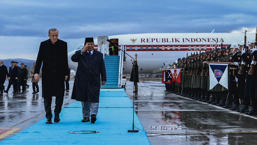 Tiba di Turki, Presiden Prabowo Subianto Disambut Presiden Erdogan